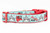 Aqua ribbon with sharks, chomped on heart and words "I Bite" and "Hangry Alert" on 1 inch wide red nylon Aqua ribbon with sharks, chomped on heart and words "I Bite" and "Hangry Alert" on 1 inch wide red nylon