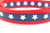 Patriotic collar with red nylon and navy blue ribbon with white glitter stars.