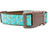 1 inch wide collar with brown nylon and an aqua blue and brown bandanna pattern.