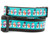 Collar with black nylon and cute snowmen on an aqua blue background Collar with black nylon and cute snowmen on an aqua blue background