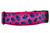 2 inch wide collar with rose nylon and navy neon hearts on a pink background.