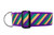 2 inch wide collar with purple nylon and a striped Mardi Gras pattern.