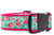 2 inch wide collar with raspberry nylon and a summer flamingo print