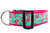 2 inch wide collar with raspberry nylon and a summer flamingo print
