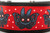 2 inch wide collar with black nylon and a repeated pattern of mothman on a red background with white starbursts. 2 inch wide collar with black nylon and a repeated pattern of mothman on a red background with white starbursts.