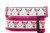 Collar with raspberry nylon and a pattern of reindeer on polka dot background with cute glittery pink noses.