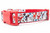 Dog collar featuring a festive pattern of Santa Claus, reindeer, and snowmen on a light blue background with snowflakes, stitched onto a bright 1 inch wide red nylon webbing