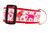 Valentine collar with red nylon and dog silhouettes with pink and red hearts and paws.