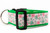 Kelly green 2 inch wide nylon with ribbon with pink and green shamrocks on a pink background.