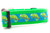 Adjustable dog collar featuring a pattern of bright green chameleons sitting on brown branches against a turquoise-blue ribbon. The patterned ribbon is stitched onto a bright 1.5 inch wide lime green webbing backing.
