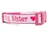 Pink and white dog collar with words "Big Sister" repeating with a rose pink nylon.Pink and white dog collar with words "Big Sister" repeating with a rose pink nylon.