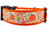Orange nylon with a fall pattern featuring pumpkins, apples, leaves and berries.