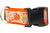 Orange nylon with a fall pattern featuring pumpkins, apples, leaves and berries.