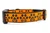 Halloween dog collar with glittery jack o lantern paws on orange background.