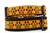 Halloween dog collar with glittery jack o lantern paws on orange background.