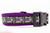 Purple nylon dog collar with a black ribbon pattern featuring dog skeletons, floating bones, colorful confetti hearts, and sparkly purple "BOOP" text.