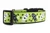 Lime green collar with black and white voodoo dolls along with spiders and moons.