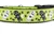 Lime green collar with black and white voodoo dolls along with spiders and moons.