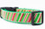 Red, cream and glittery green striped collar with green nylon.