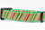Red, cream and glittery green striped collar with green nylon.