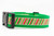 Red, cream and glittery green striped collar with green nylon.