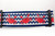 Dog collar with navy chevron pattern and dancing red crabs on navy blue nylon.