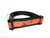 Orange and black dog collar with a spiderweb and spider design.