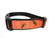 Orange and black dog collar with a spiderweb and spider design.