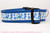 Bright blue assortment of seahorses, flamingos and starfish decorate this blue collar.
