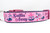 Pink and navy blue collar with words "Sailin' Away" along with whales, anchors, and life rafts