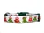 A dark green dog collar with a white ribbon with a repeating pattern of festive owls.