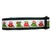 A dark green dog collar with a white ribbon with a repeating pattern of festive owls.
