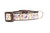 A brown dog collar with a repeating pattern of brown bunnies and small flowers.