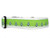 Snowy trees on a polka dot background and lime green ribbon.