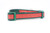 A green and red dog collar with a glittery red stripe. 