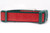 A red and green dog collar with a glitter red ribbon stripe.