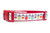 Red and white dog collar with a Christmas ornament pattern.