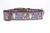 Brown dog collar featuring a cattle skull with flowers, arrows and the text "Wild 'n Free".