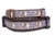 Brown dog collar featuring a cattle skull with flowers, arrows and the text "Wild 'n Free".