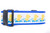 A white dog collar with royal blue nylon and pattern of yellow rubber ducks in blue water. 