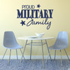 Proud Military Family vinyl wall decal quote in dark blue