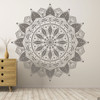 The Francis mandala wall decal shown here in the limited edition castle grey vinyl color.