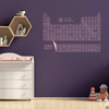 The advance periodic table wall decal for high school science and beyond, shown here on a kids room wall in carnation pink.