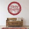 Merry Christmas Light Bulb Wreath wall decal shown here in dark red vinyl.