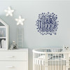 The Let's Hygge wall decal quote in dark blue vinyl color.