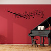 Flute with musical notes wall decal in black vinyl color.