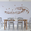 The Waves and Seagulls wall decal shown here in the limited edition espresso vinyl color.