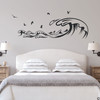The Waves and Seagulls wall decal shown here in the black vinyl color.
