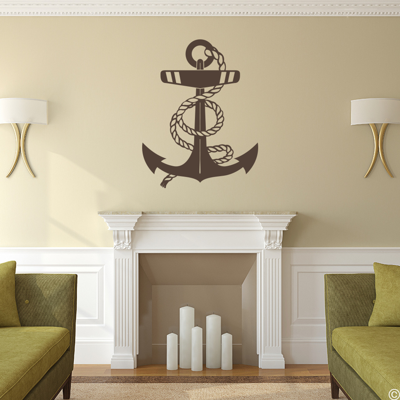 Anchor wall decal in brown