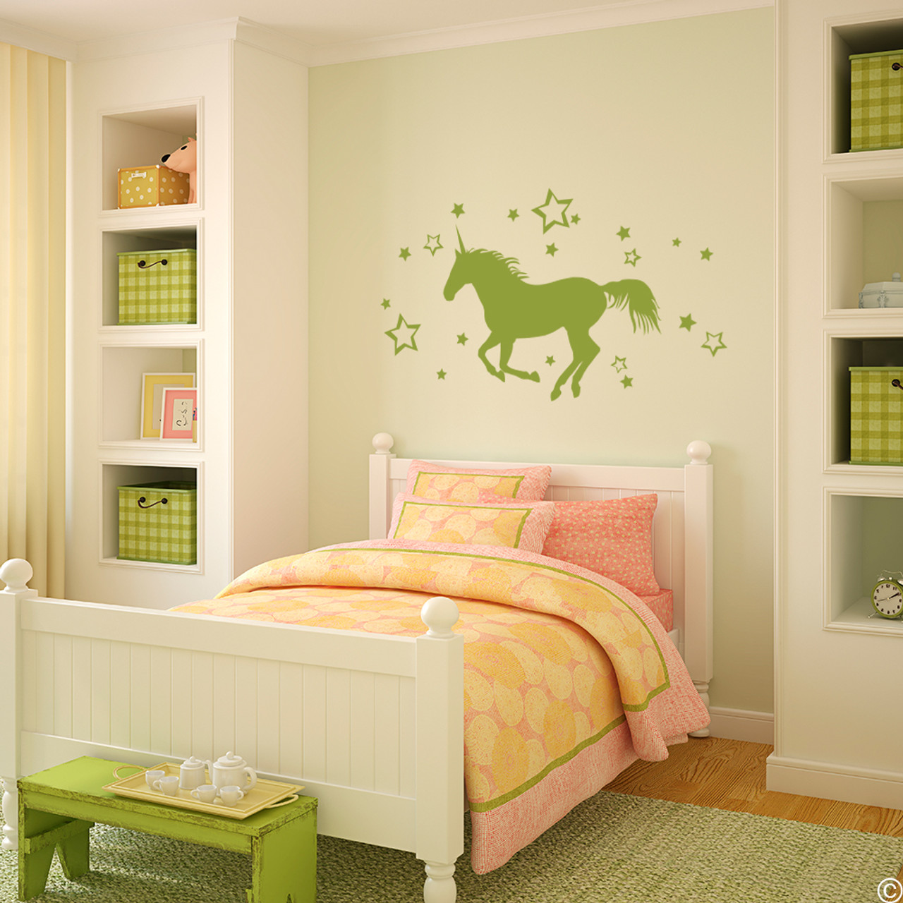 Unicorn Vinyl Wall Decal in olive